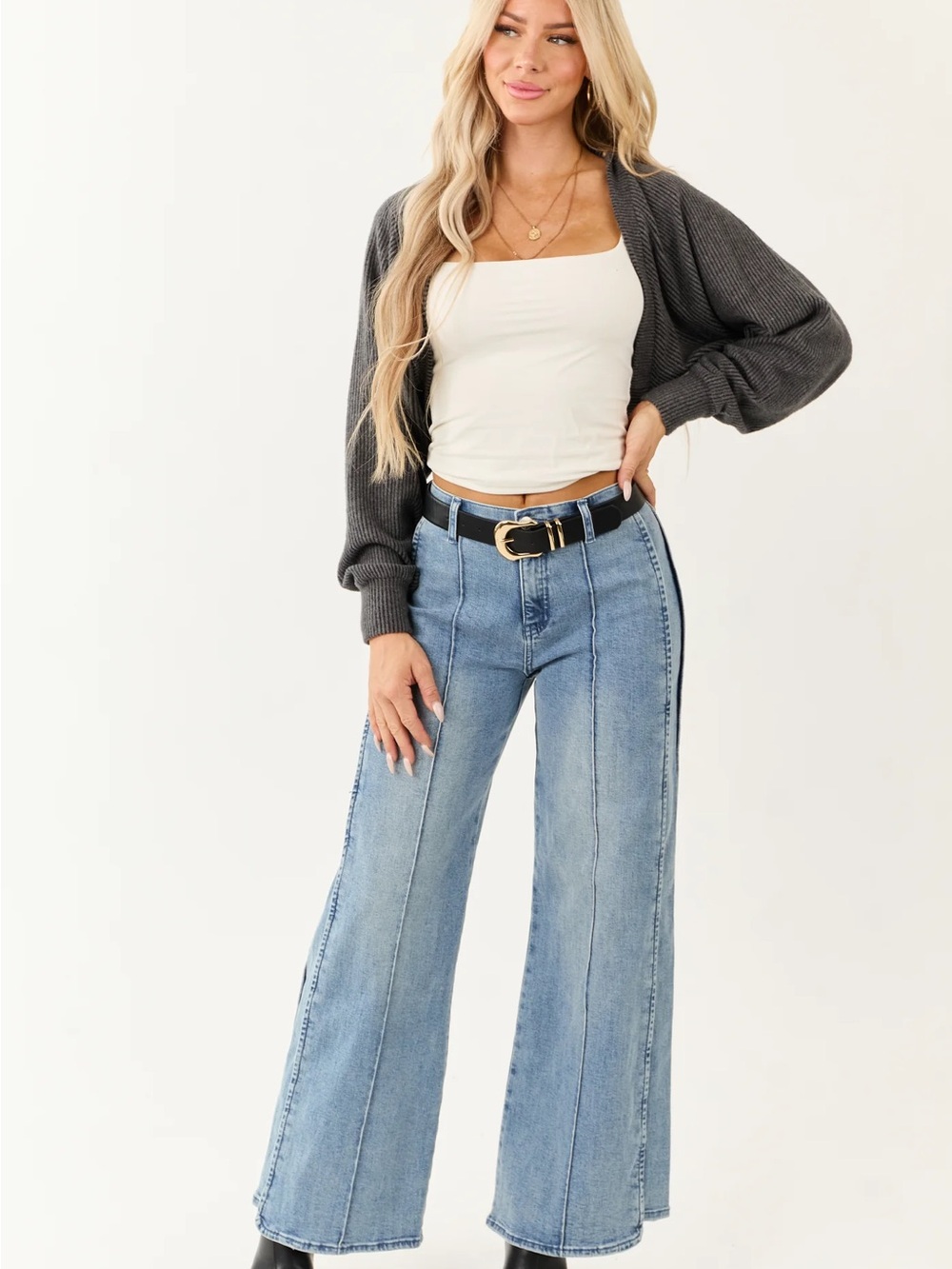Saige Tummy Control Stretchy Wide Seam Detailed Jeans NWT Size 29
